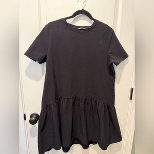 Zara Black Short-Sleeve Dress Size Small
